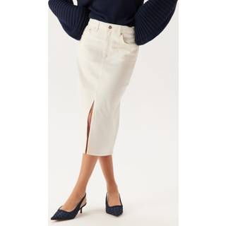 Midi White Denim Skirt