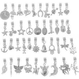 Rubyca 40pcs tibetansk hvidt s?lvbelagt metalstik bails mix perle pendel charme armb?nd 301