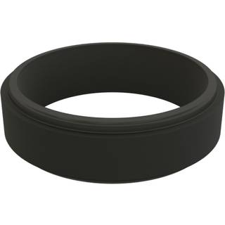Qalo silikone ring til mænd og kvinder sort (størrelse 10) - smal poleret trin kant - mandlige og kvindelige bryllupsbånd - unisex silikone ringe