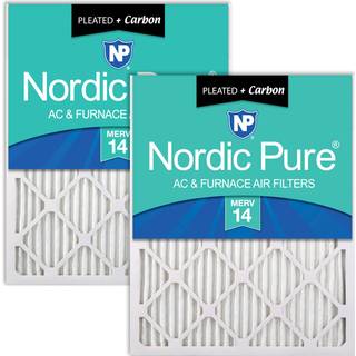 Nordic Pure 20x30x1 (19 5/8 x 29 5/8 x 3/4) Plisserede luftfiltre Merv 14 Plus Carbon 2 Pack