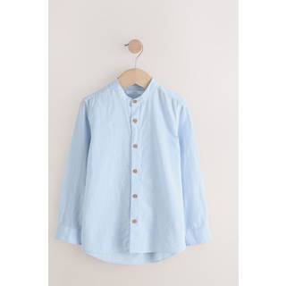 Next Pale Blue Grandad Collar Linen Mix Long Sleeve Shirt (3-16yrs)