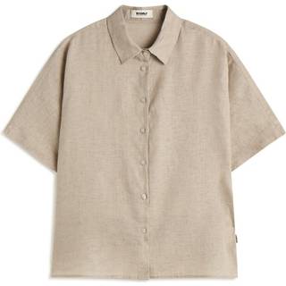 ECOALFtil kvinder. MCWGASRMELAN0709S25-996 Melania beige skjorte (S), Casual, Linned, Korte ærmer, Bæredygtig