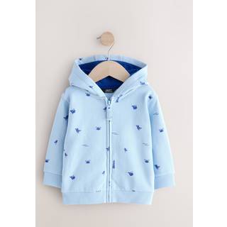 Next Light Blue 100% Cotton All Over Print Zip Through Hoodie (3mths-7yrs)