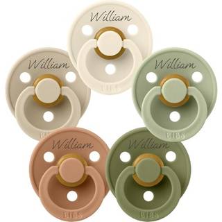 Bibs Colour, Str. 1 (0-6 Mdr.) , Rund - Latex, Sutter Med Navn, 5-pak