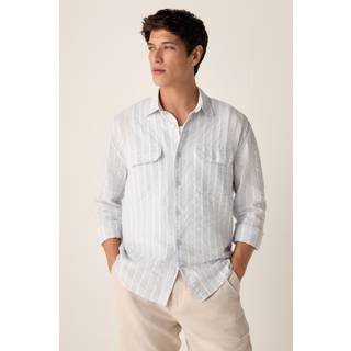 Next Blue Long Sleeve Seersucker Stripe Shirt