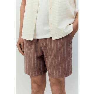 Next Pink Linen Blend Drawstring Waist Stripe Shorts
