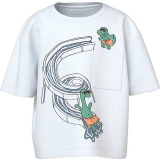 Name It T-shirt Bright White Pool Med Vandrutsjebane Og Brystlomme