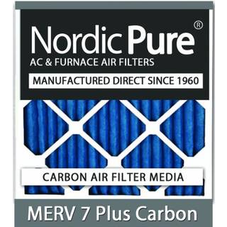 Nordic Pure 16x20x2 (15 1/2 x 19 1/2 x 1 3/4) Plisserede luftfiltre Merv 7 Plus Carbon 3 Pack
