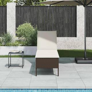 liggestol med hynde 55x200x44 cm polyrattan brun