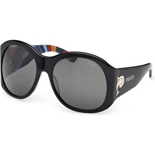 Emilio Pucci Kvinde EP0233 05A Solbriller Acetat Sort Røg Geometrisk Normal