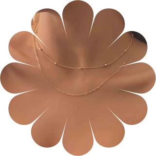 YHEAKNE BOHO LAGEREDE STATERAL PHOKER HALSKACE BALL CHAIN ???LACE SHORT COLLAR HALSLACE Vintage Double Layer halsk?de smykker til kvinder (guld)