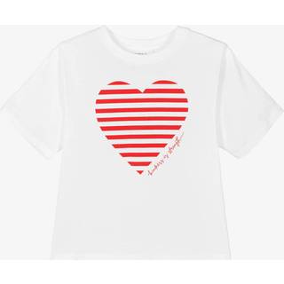 Name It T-shirt Hvid Med Rødt Stribet Hjerte