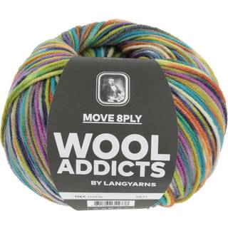 Lang Yarns Move 8-ply WoolAddicts 006 Indhold:75% superwash merinould, 25% polyamid Vægt/længde: 150 g = ca. 300 meter Anbefalede pinde: 4-4.5 mm Strikkefasthed: 10 x 10 cm = 19 m x 26 p Vask: Maskinvask ved op til 30 ℃ / Tåler ikke tørretumbling / Brug aldrig skyllemiddel.