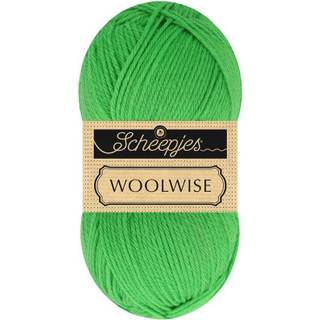Scheepjes Woolwise 757 Kiwi grøn Indhold: 100% genanvendt Superwash merinould Vægt/længde: 100 g = ca. 200 meter Anbefalede pinde: 4 mm Strikkefasthed: 10 x 10 cm = 22 m x 30 p Vask: Maskinvask / Tåler ikke tørretumbling / Brug aldrig skyllemiddel.