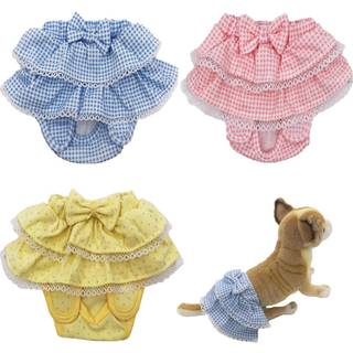 Funnydogclothes hund nederdel ble hun sanit?r bukse kjole fl?sler bomuld lille k?ledyr kat (medium: talje 8 """" - 10 """" pakke med 3 farver)