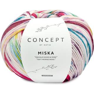 Katia Concept Miska Socks 100 Fuchsia-Perle brombær-Grønblå Indhold: 75% merinould, 25% polyamid Vægt/længde: 150 g = ca. 400 meter Anbefalede pinde: 3-4 mm Strikkefasthed: 10 x 10 cm = 24 m x 36 p Vask: Maskinvask 40℃ / Tåler ikke tørretumbling.