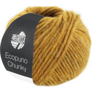 Lana Grossa Ecopuno Chunky 137 Karrygul Indhold: 48% bomuld, 33% ren ny merinould, 19% baby alpaca Vægt/Længde: 50 g = ca. 70 meter Anbefalede pinde: 7-8 mm Strikkefasthed: 10 x 10 cm = 13 m x 17 p Vask:Håndvask / Tørres fladt.