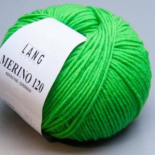 Lang Yarns Merino 120 416 Indhold: 100% Merinould Vægt/længde: 50 g = ca. 120 meter Anbefalede pinde: 3.50-4.50 mm Strikkefasthed: 10 x 10 cm = 22 m x 32 p Vask: Maskinvask 30 °C / Tåler ikke tørretumbling .