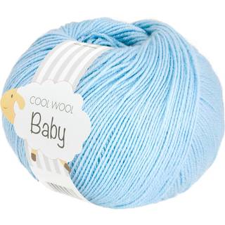 Lana Grossa Cool Wool Baby 322 Kornblomst blå Indhold:100% ren ny, ekstrafin merinould Vægt/Længde: 50 g = ca. 220 meter Anbefalede pinde: 2.50-3.00 mm Strikkefasthed: 10 x 10 cm = 28 m x 39 p Vask:Finvask 30º/ Tørres fladt.