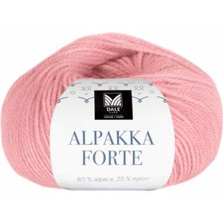 Dale Alpakka Forte 751 Flamingo Indhold: 80% alpaca, 20% nylon Vægt/længde: 50 g = ca. 133 meter Anbefalede pinde: 2.5-3.5 mm Strikkefasthed: 10 cm = 26-27 m på pind 2.5-3 mm / 25 m på pind 3.5 mm Vask: Uldvask30 °C / Vaskes med vrangen ud / Brug vaskemiddel til ud/silke / Brug ikke skyllemiddel / Tørres fladt.