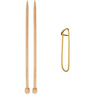 Chiaogoo strikning nåle lige 12 tommer (30 cm) bambus naturlig størrelse US 8 (5 mm) bundt med 1 artsiga håndværkssting indehaver 1012-8