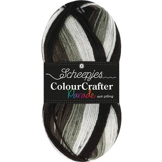 Scheepjes Colour Crafter Parade 408 Grey Blend Indhold: 100% akryl Vægt/længde: 100 g = ca. 300 meter Anbefalede pinde: 4 mm Strikkefasthed: 10 x 10 cm = 20 m x 24 p Vask:Kan maskinvaskes op til 30°C.