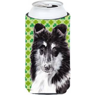Sort og hvid collie Lucky Shamrock St. Patrick's Day Tall Boy Beverage Isulator Hugger SC9726TBC