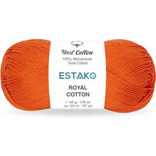 Estako Royal Cotton 100 Mercerized Giza Cotton Yarn Soft Super Fino 1 til h?kling og strikning 176 oz (50 g) 137 ?r (125m) (5065 - Orange)