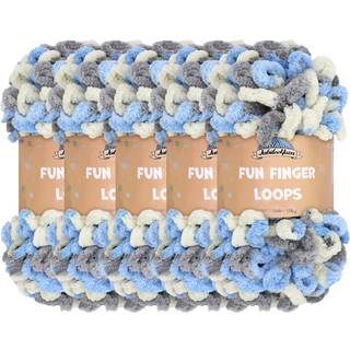 Jubileeyarn Fun Finger Loops Yarn - Jumbo Polyester - 100G/Skein - Multicolor Gray Light Blue - 5 Skeins