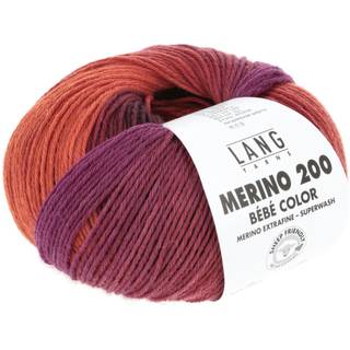 Lang Yarns Merino 200 Bebe Color 554 Indhold: 100% Superwash merinould Vægt/længde: 50 g = ca 203 meter Anbefalede pinde: 2.50-3.50 mm Strikkefasthed: 10 x 10 cm = 28 m x 32 p Vask: Finvask 40ºC / Brug aldrig skyllemiddel / Tørres fladt.