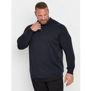BadRhino Big & Tall BadRhino Big & Tall Blue Long Sleeve Knitted Polo Shirt