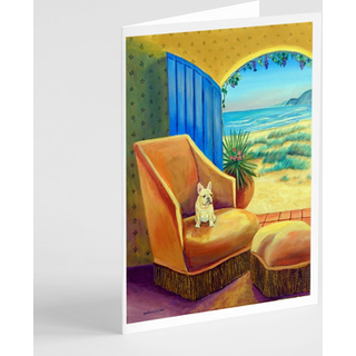 Fransk Bulldog Sofa siddende lykønskningskort og konvolutter PACK af 8