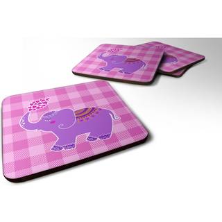 """" Caroline's Treasures Purple Elephant Foam Coaster Set på 4 3,5 multicolor """"