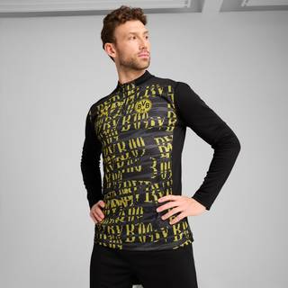 PUMA Borussia Dortmund Pre-match Quarter-Zip Top Men, Clothing, Black/Faster Yellow, L - Faster Yellow - L