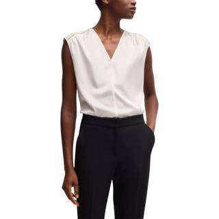 Skjorte uden ærmer i silkesatin med stræk