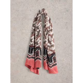 White Stuff White Stuff Natural Lucinda Leopard Print Border Scarf