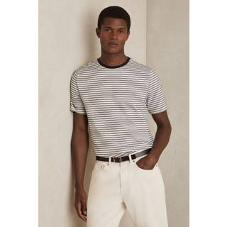 Reiss Reiss White/Navy June Heavyweight Striped T-Shirt