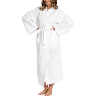 Loungeable Loungeable White Maxi Length Waffle Kimono 100% Cotton Robe