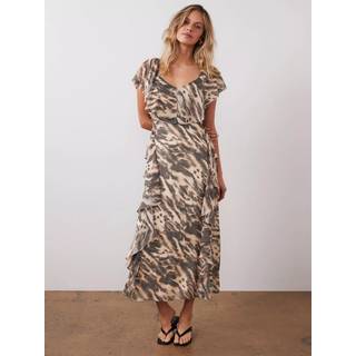Mint Velvet Mint Velvet Natural Animal Print Cape Sleeve Maxi Dress - 8
