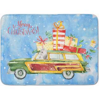 Caroline's Treasures Merry Christmas White Poodle Machine Washable Memory Foam Mat Doormats