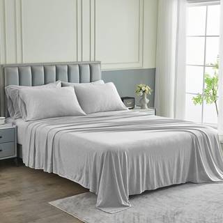 Ren senget?j senget?j - fuldt ark s?t [6 -delt lynglysgr?] - Hotel Luksus 1800 B?rstet mikrofiber - Bl?d og ?ndbar - Deep Pocket Fitted Sheet Fla