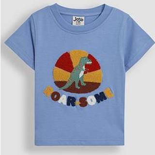 Jojo Maman Bébé JoJo Maman Bébé Blue Roarsome 100% Cotton Appliqué T-Shirt