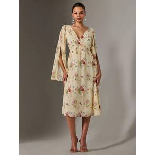 Jolie Moi Jolie Moi Yellow Chiffon Split Sleeve Midaxi Dress - 12