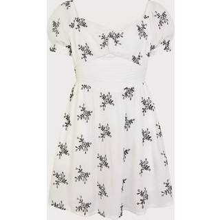 Monsoon Monsoon White Broderie Floral Puff Sleeve Dress