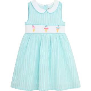 Jojo Maman Bébé JoJo Maman Bébé Blue Ice Cream Seersucker Stripe Smocked Dress - 12-18 Mths