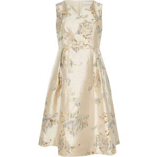 Yours Curve Yours Curve Gold London Jacquard Floral Notch Neck Dress