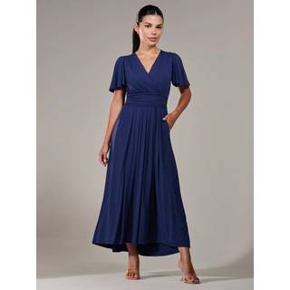 Jolie Moi Jolie Moi Blue Petite Short Sleeve Soft Silky Jersey Maxi Dress