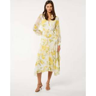Forever New Forever New Yellow Sutton Ruffle Hem Midi Dress