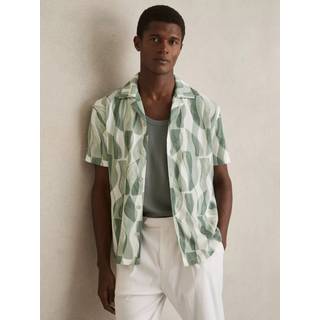 Reiss Taro Printed Textured Cuban-Collar SkjorterX-Large