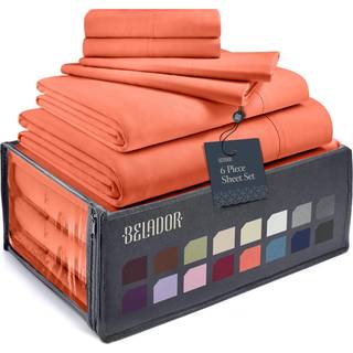 Belador Silky Soft Full Sheet Set-Luxury 6-stykker Sengegrader til fuld størrelse seng Secure-Fit Deep Pocket Sheets med elastiske åndbare hotela
